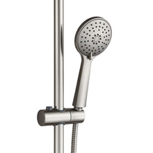 Load image into Gallery viewer, Brushed nickel handheld shower head of Fennocasa Polaris 2 is fully nickel plated for a uniform look. 3-setting handheld shower wand on a hose adds flexibility and functionality to any bathroom renovation.