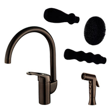 Load image into Gallery viewer, Grana Dish Genie Agrion oil-rubbed bronze Kitchen Faucet includes wine glass cleaner sponge, round sponge for pans, plates etc. & a long sponge for bottles