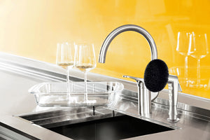 Clean wine glasses and oven dishes with the convenient side sprayer attachments