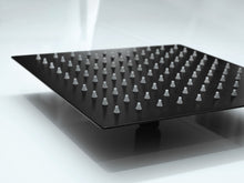 Load image into Gallery viewer, Matte black square rain shower head - 10 inch square shower head has silicone nozzles.