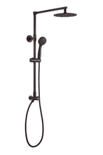 Load image into Gallery viewer, Polaris 3 retrofit rain shower system in Venetian Bronze. Polaris 3 is a contemporary rain showerhead with handheld spray set. The shower column, shower arm, diverter, and fittings are made of brass so the system is sturdy & durable.