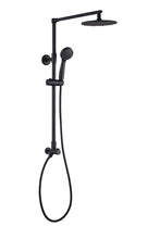 Load image into Gallery viewer, Polaris 3 retrofit rain shower set in Matte Black. Polaris 3 is a contemporary rain showerhead with handheld spray set. The stylish matte black finish ads beautiful contrast to a modern white bathroom or compliments a dark interior.
