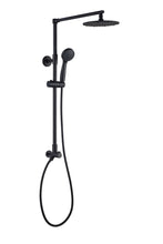 Load image into Gallery viewer, Polaris 3 retrofit rain shower set in Matte Black. Polaris 3 is a contemporary rain showerhead with handheld spray set. The stylish matte black finish ads beautiful contrast to a modern white bathroom or compliments a dark interior.