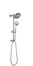 Load image into Gallery viewer, Chrome shower set with 6" high-pressure rain shower head and handheld spray. Fennocasa Polaris 2 double outlet shower features a 3-setting handheld shower and a 6" overhead showerhead.