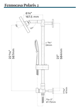 Load image into Gallery viewer, Measurements for Fennocasa Polaris 2 rain shower head with handheld 
