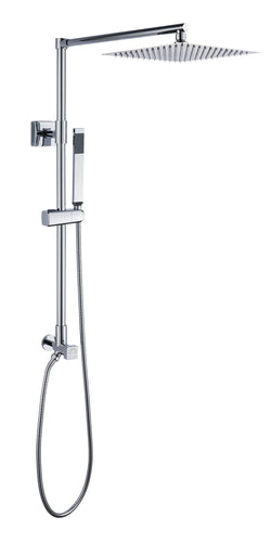 Fennocasa Polaris Lux polished chrome shower system is a rainfall shower head with 10