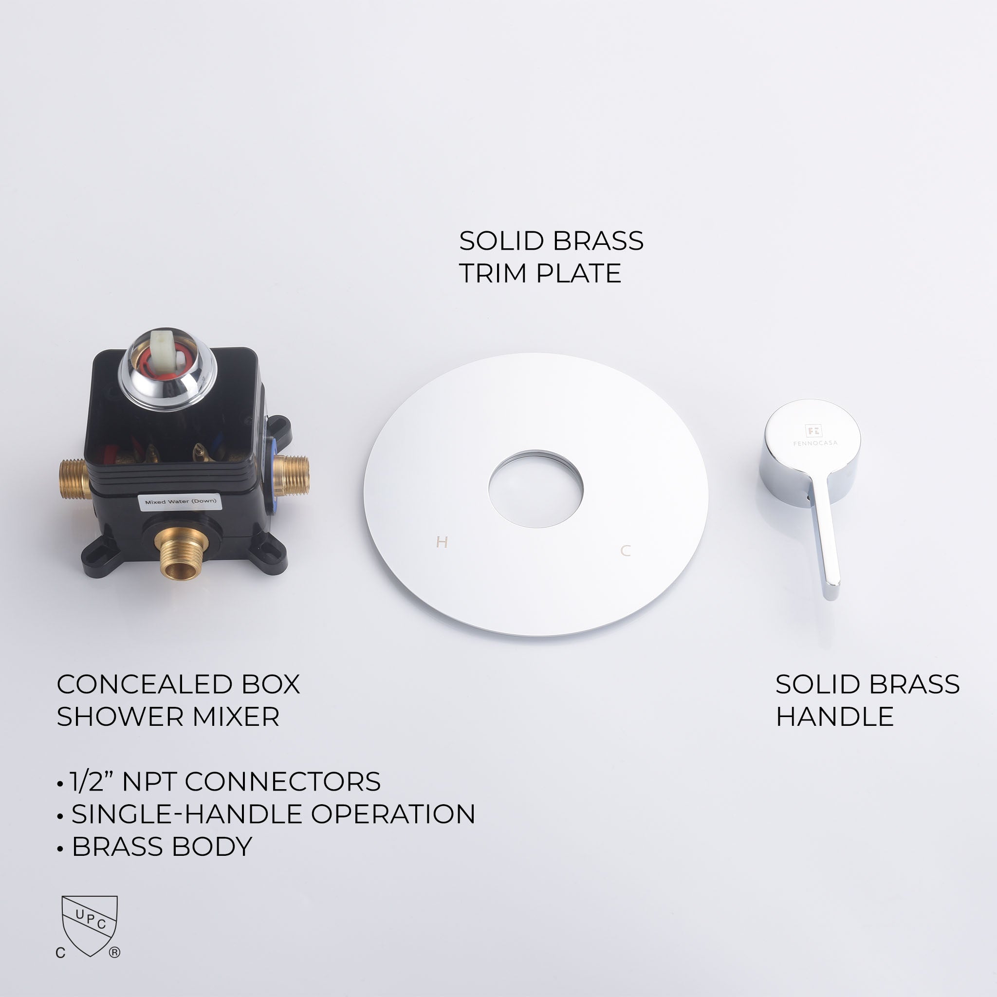 Custom Shower Components Single-handle Shower Valve and Trim Kit Set – Fennocasa