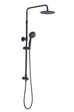 Load image into Gallery viewer, Aurea rain shower system in oil rubbed bronze has a 3-setting handheld shower and height adjustable shower head
