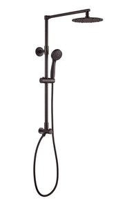 Polaris 3 retrofit rain shower system in Venetian Bronze. Polaris 3 is a contemporary rain showerhead with handheld spray set. The shower column, shower arm, diverter, and fittings are made of brass so the system is sturdy & durable.