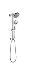 Load image into Gallery viewer, Chrome shower set with 6&quot; high-pressure rain shower head and handheld spray. Fennocasa Polaris 2 double outlet shower features a 3-setting handheld shower and a 6&quot; overhead showerhead.
